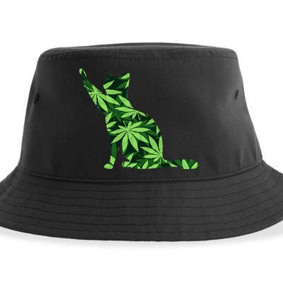 Cat Lover Marijuana Weed Smoker Funny Leaf Cannabis Sustainable Bucket Hat