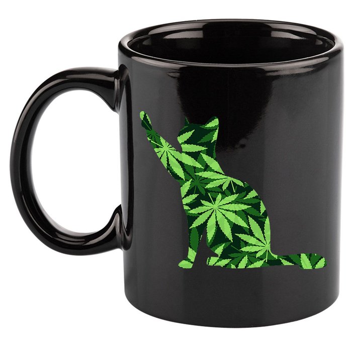 Cat Lover Marijuana Weed Smoker Funny Leaf Cannabis 11oz C Handle Ceramic Mug