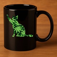 Cat Lover Marijuana Weed Smoker Funny Leaf Cannabis 11oz C Handle Ceramic Mug