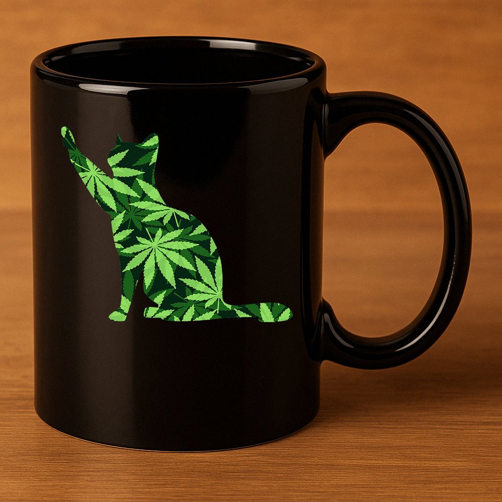 Cat Lover Marijuana Weed Smoker Funny Leaf Cannabis 11oz C Handle Ceramic Mug