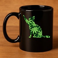 Cat Lover Marijuana Weed Smoker Funny Leaf Cannabis 11oz C Handle Ceramic Mug