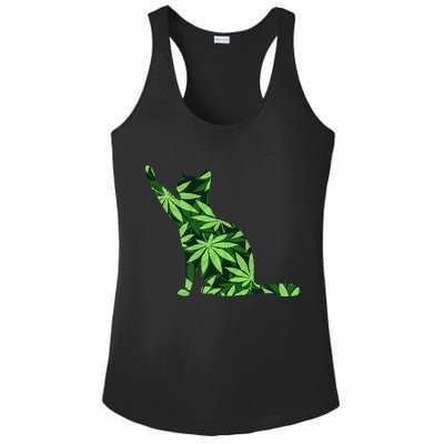 Cat Lover Marijuana Weed Smoker Funny Leaf Cannabis Ladies PosiCharge Competitor Racerback Tank