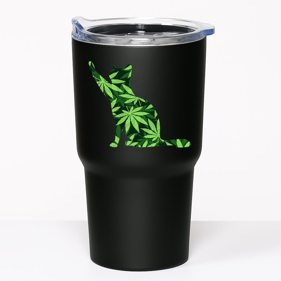 Cat Lover Marijuana Weed Smoker Funny Leaf Cannabis Tumbler