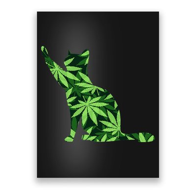 Cat Lover Marijuana Weed Smoker Funny Leaf Cannabis Poster