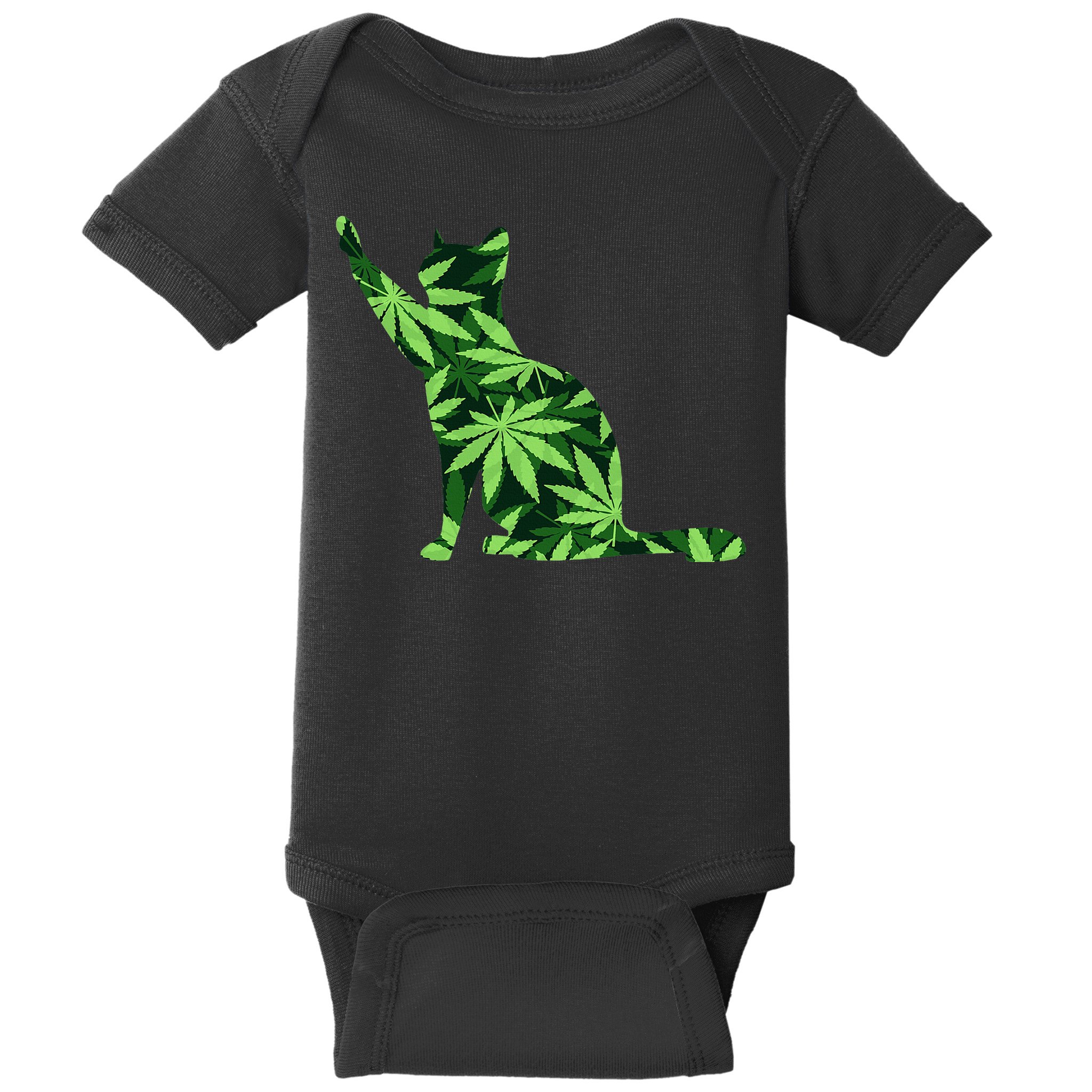Cat Lover Marijuana Weed Smoker Funny Leaf Cannabis Baby Bodysuit