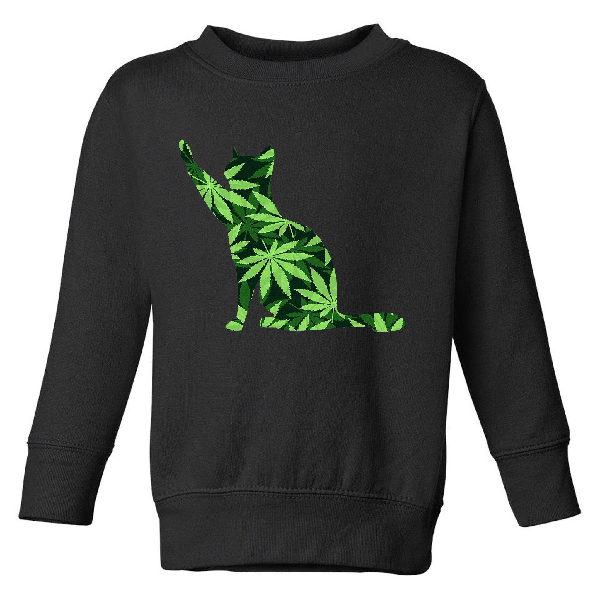 Cat Lover Marijuana Weed Smoker Funny Leaf Cannabis Toddler Sweatshirt