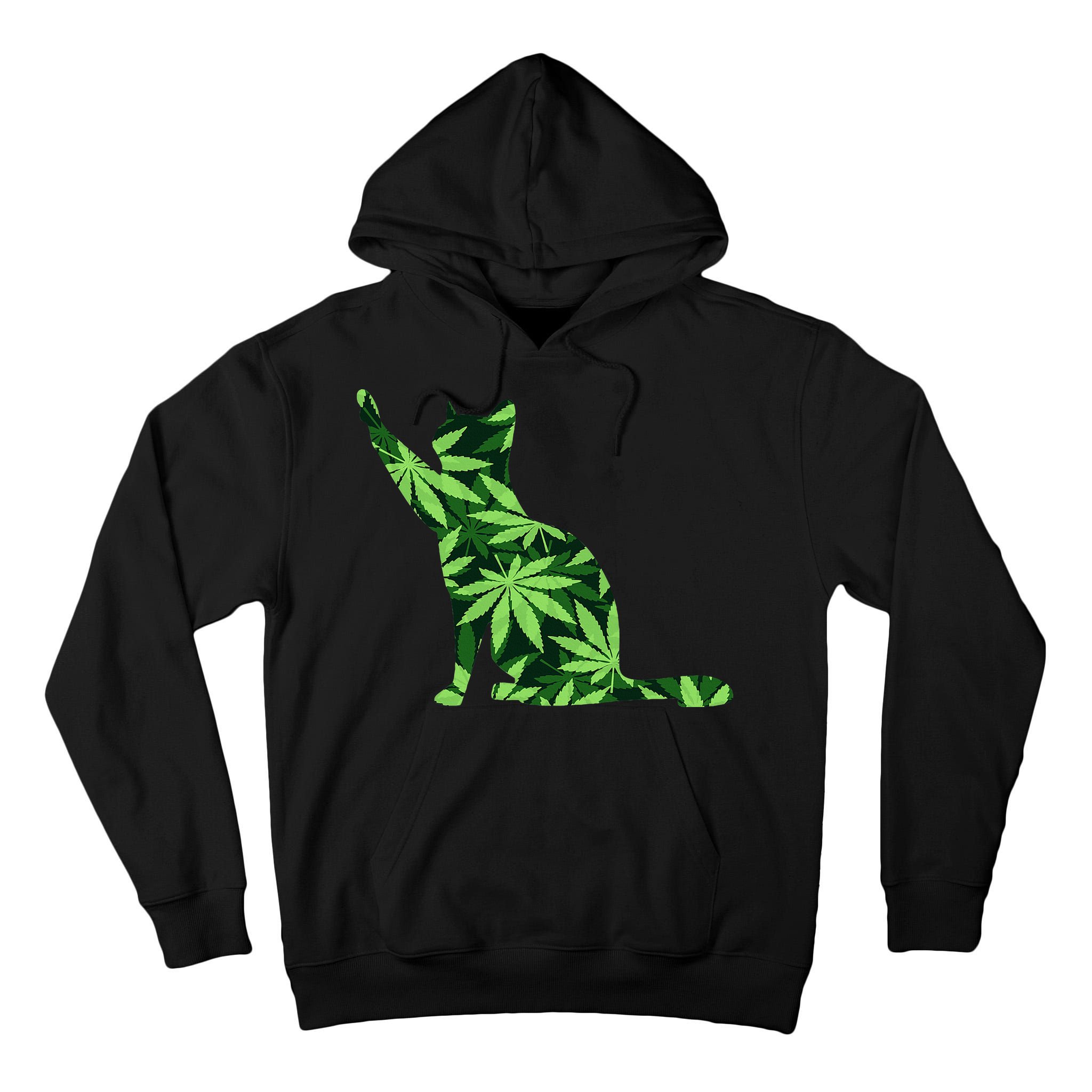 Cat Lover Marijuana Weed Smoker Funny Leaf Cannabis Tall Hoodie