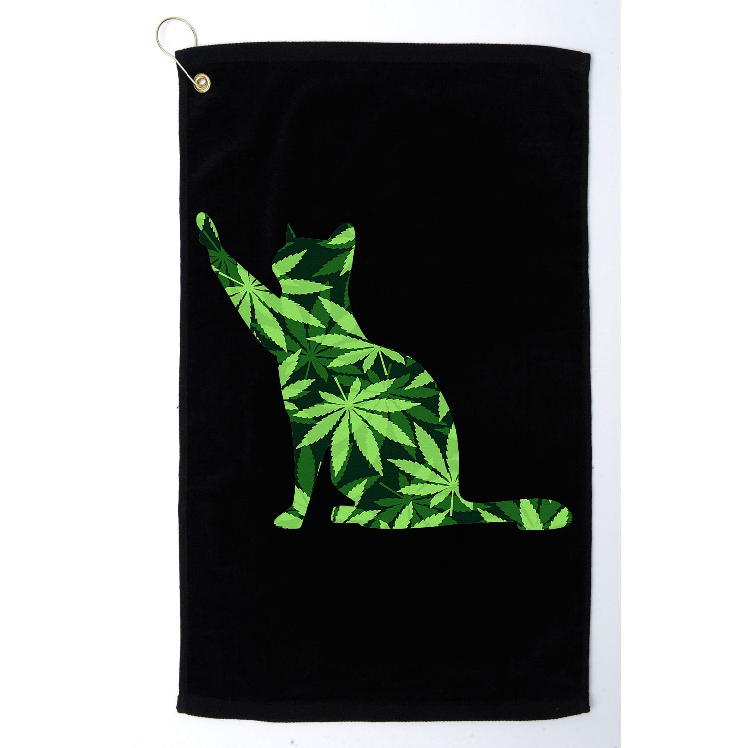 Cat Lover Marijuana Weed Smoker Funny Leaf Cannabis Golf Towel