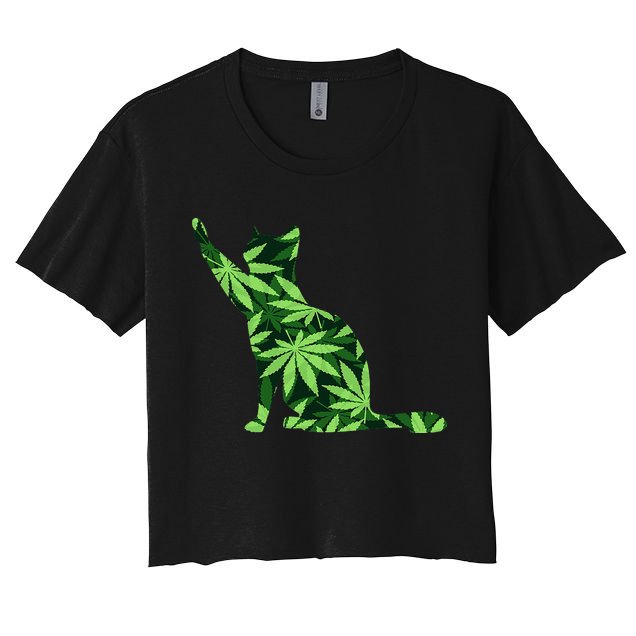 Cat Lover Marijuana Weed Smoker Funny Leaf Cannabis Crop Top