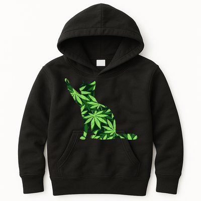 Cat Lover Marijuana Weed Smoker Funny Leaf Cannabis Kids Hoodie
