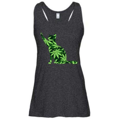 Cat Lover Marijuana Weed Smoker Funny Leaf Cannabis Ladies Essential Flowy Tank