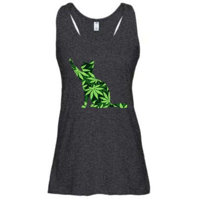 Cat Lover Marijuana Weed Smoker Funny Leaf Cannabis Ladies Essential Flowy Tank