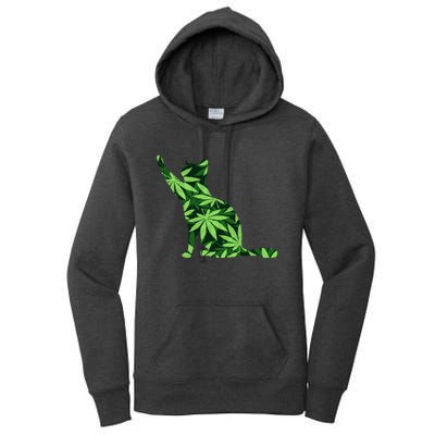 Cat Lover Marijuana Weed Smoker Funny Leaf Cannabis Women's Pullover Hoodie