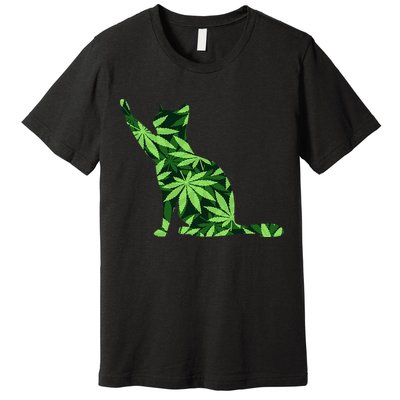 Cat Lover Marijuana Weed Smoker Funny Leaf Cannabis Premium T-Shirt