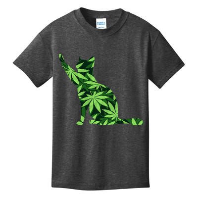 Cat Lover Marijuana Weed Smoker Funny Leaf Cannabis Kids T-Shirt
