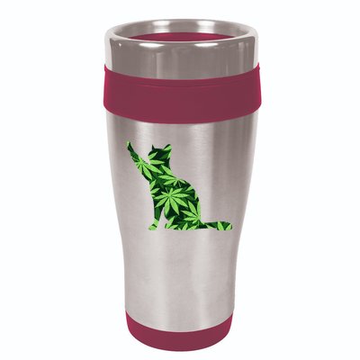 Cat Lover Marijuana Weed Smoker Funny Leaf Cannabis 16oz Travel Tumbler