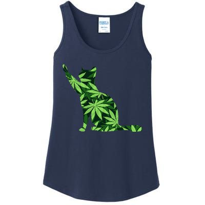 Cat Lover Marijuana Weed Smoker Funny Leaf Cannabis Ladies Essential Tank