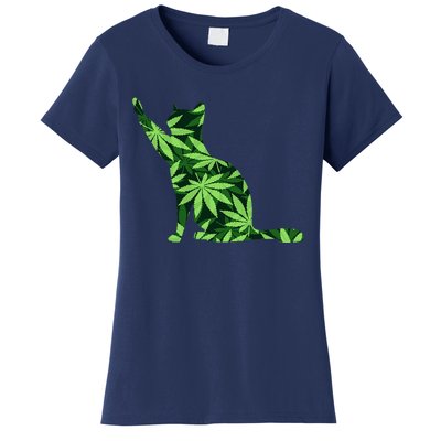 Cat Lover Marijuana Weed Smoker Funny Leaf Cannabis Women's T-Shirt