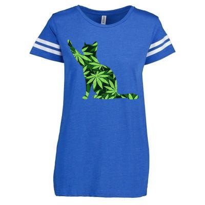 Cat Lover Marijuana Weed Smoker Funny Leaf Cannabis Enza Ladies Jersey Football T-Shirt