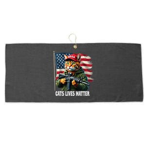 Cats Lives Matter Funny Trump 2024 Cat Maga Voting Trump Gift Large Microfiber Waffle Golf Towel