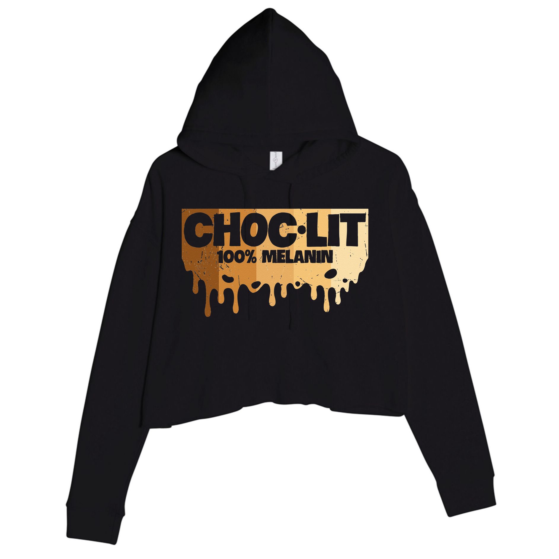 Choc Lit Melanin Queen African Afro Pride Black Historty Crop Fleece Hoodie