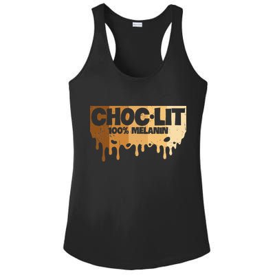 Choc Lit Melanin Queen African Afro Pride Black Historty Ladies PosiCharge Competitor Racerback Tank