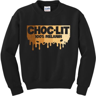 Choc Lit Melanin Queen African Afro Pride Black Historty Kids Sweatshirt