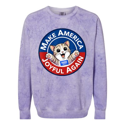 Cat Lady Make America Joyful Again Harris Wall 2024 Colorblast Crewneck Sweatshirt