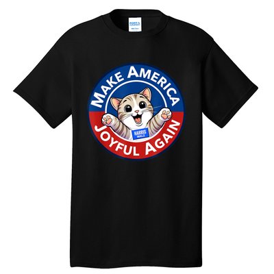 Cat Lady Make America Joyful Again Harris Wall 2024 Tall T-Shirt