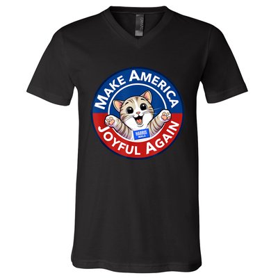 Cat Lady Make America Joyful Again Harris Wall 2024 V-Neck T-Shirt