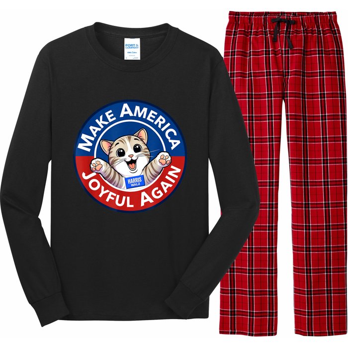 Cat Lady Make America Joyful Again Harris Wall 2024 Long Sleeve Pajama Set