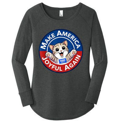 Cat Lady Make America Joyful Again Harris Wall 2024 Women's Perfect Tri Tunic Long Sleeve Shirt