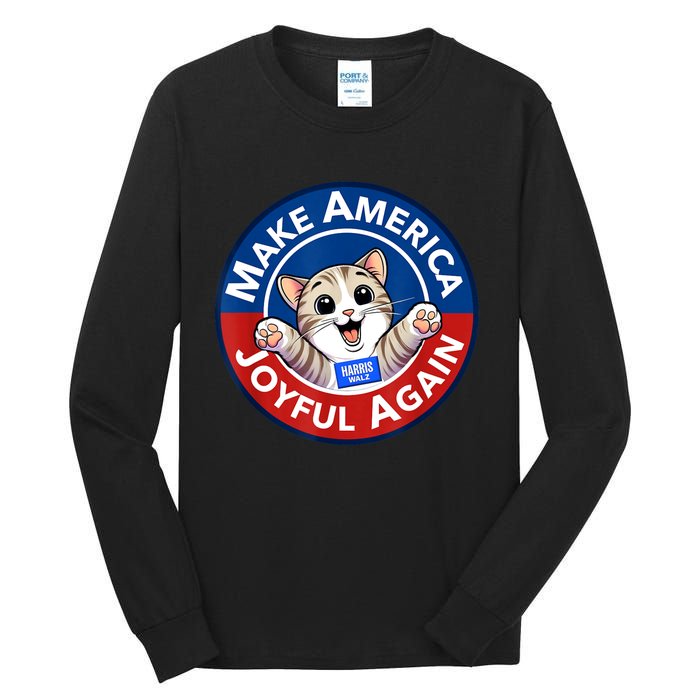 Cat Lady Make America Joyful Again Harris Wall 2024 Tall Long Sleeve T-Shirt