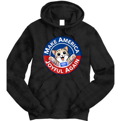 Cat Lady Make America Joyful Again Harris Wall 2024 Tie Dye Hoodie