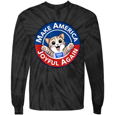 Cat Lady Make America Joyful Again Harris Wall 2024 Tie-Dye Long Sleeve Shirt