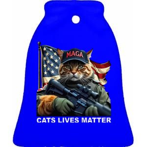 Cats Lives Matter Funny Trump 2024 Cat Maga Ceramic Bell Ornament