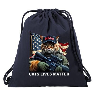 Cats Lives Matter Funny Trump 2024 Cat Maga Drawstring Bag