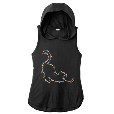 Christmas Lights Meowy Cat Pet Collection Gift Ladies PosiCharge Tri-Blend Wicking Draft Hoodie Tank