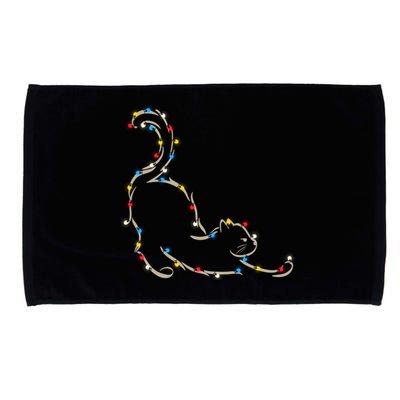 Christmas Lights Meowy Cat Pet Collection Gift Microfiber Hand Towel