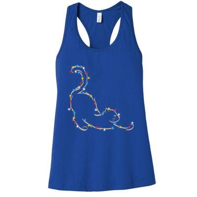 Christmas Lights Meowy Cat Pet Collection Gift Women's Racerback Tank