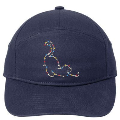 Christmas Lights Meowy Cat Pet Collection Gift 7-Panel Snapback Hat