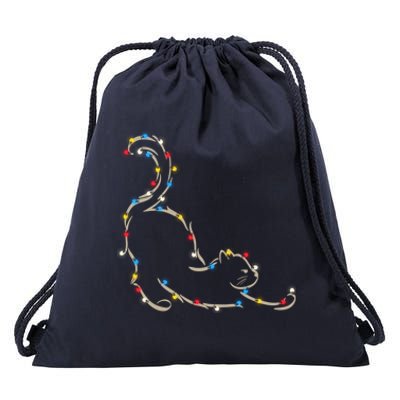 Christmas Lights Meowy Cat Pet Collection Gift Drawstring Bag