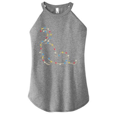 Christmas Lights Meowy Cat Pet Collection Gift Women's Perfect Tri Rocker Tank