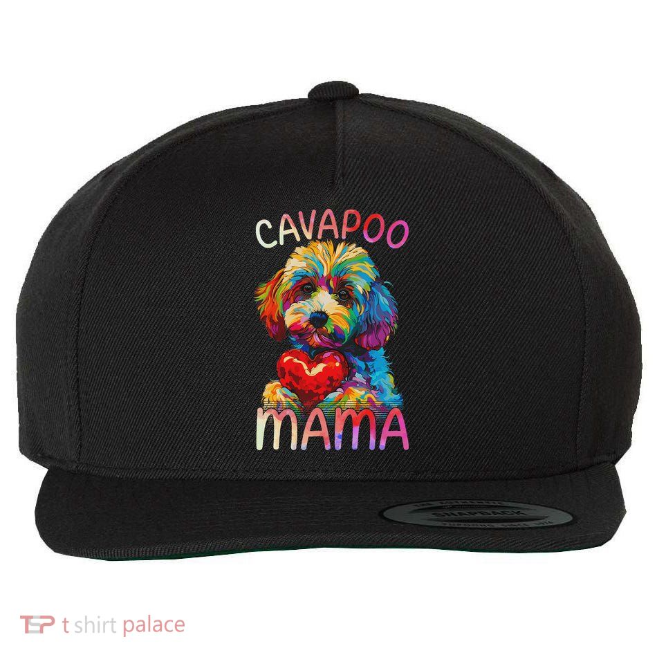 Cavapoo Lover Mama Heart Pop Art Cavapoo Mom Wool Snapback Cap