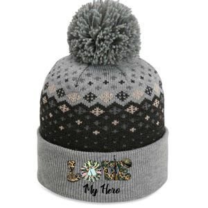 Camo Love My Hero Veteran Dad Gift Father's Day The Baniff Cuffed Pom Beanie