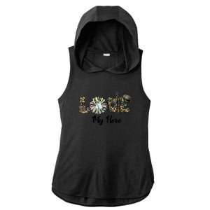 Camo Love My Hero Veteran Dad Gift Father's Day Ladies PosiCharge Tri-Blend Wicking Draft Hoodie Tank