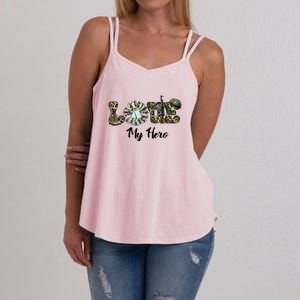 Camo Love My Hero Veteran Dad Gift Father's Day Women's Strappy Tank