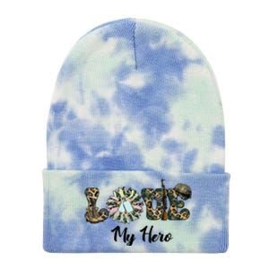 Camo Love My Hero Veteran Dad Gift Father's Day Tie Dye 12in Knit Beanie