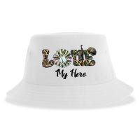 Camo Love My Hero Veteran Dad Gift Father's Day Sustainable Bucket Hat