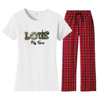 Camo Love My Hero Veteran Dad Gift Father's Day Women's Flannel Pajama Set